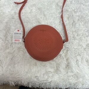 Women's Round Woven Bag - Terracotta